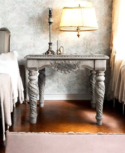 Victorian Carved Wood Glass Top Table