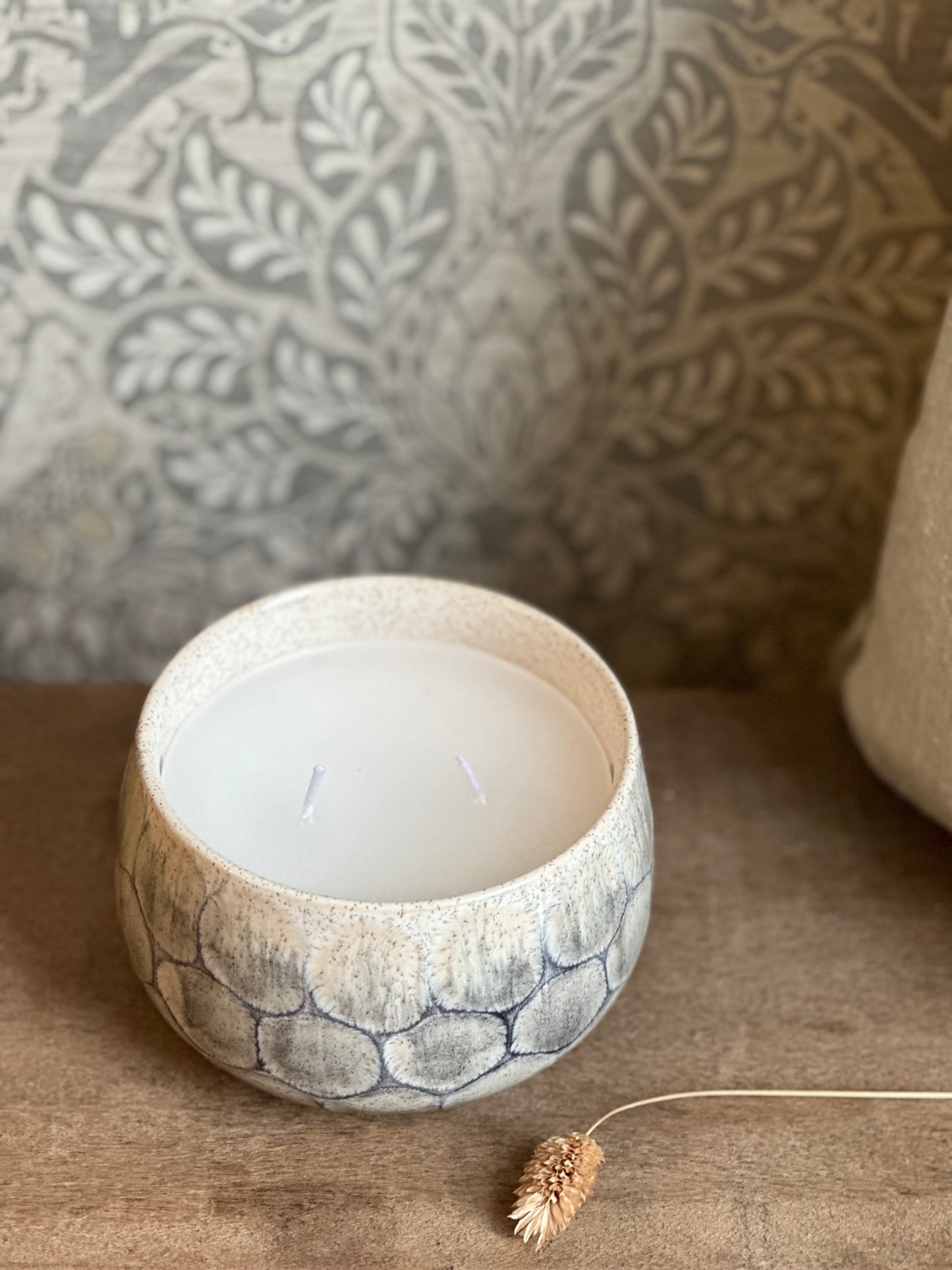 Vanilla Grey Reactive Glaze Ceramic Candle