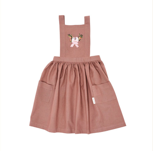 Childs Pinafore-Embroided Love Birds