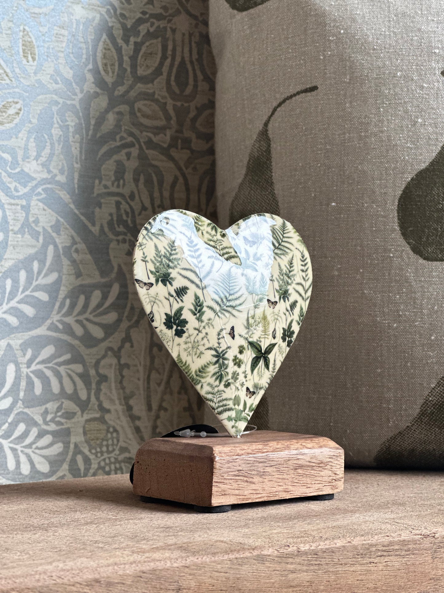 Wooden Green Love Heart Ornament