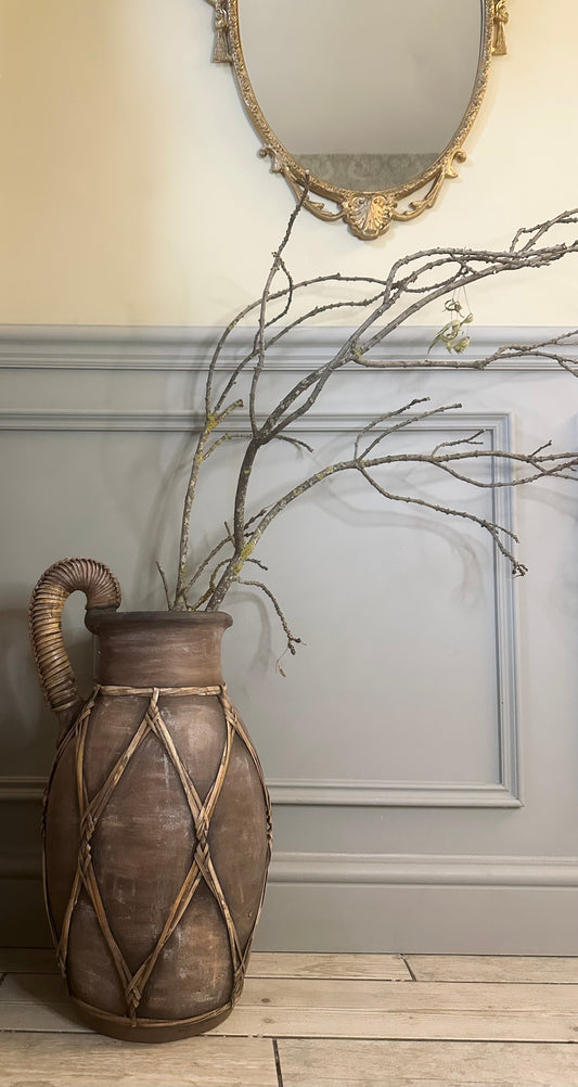 Rustic Terracotta Floor Standing Bamboo Jug Vase