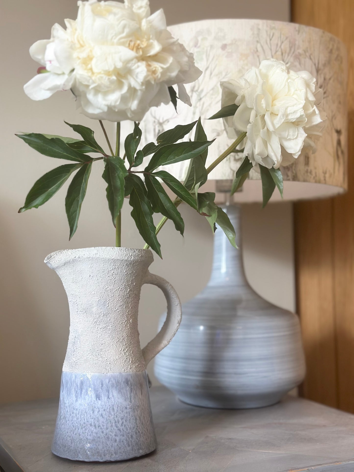 Two Tone Textured Stone Effect Jug Vase