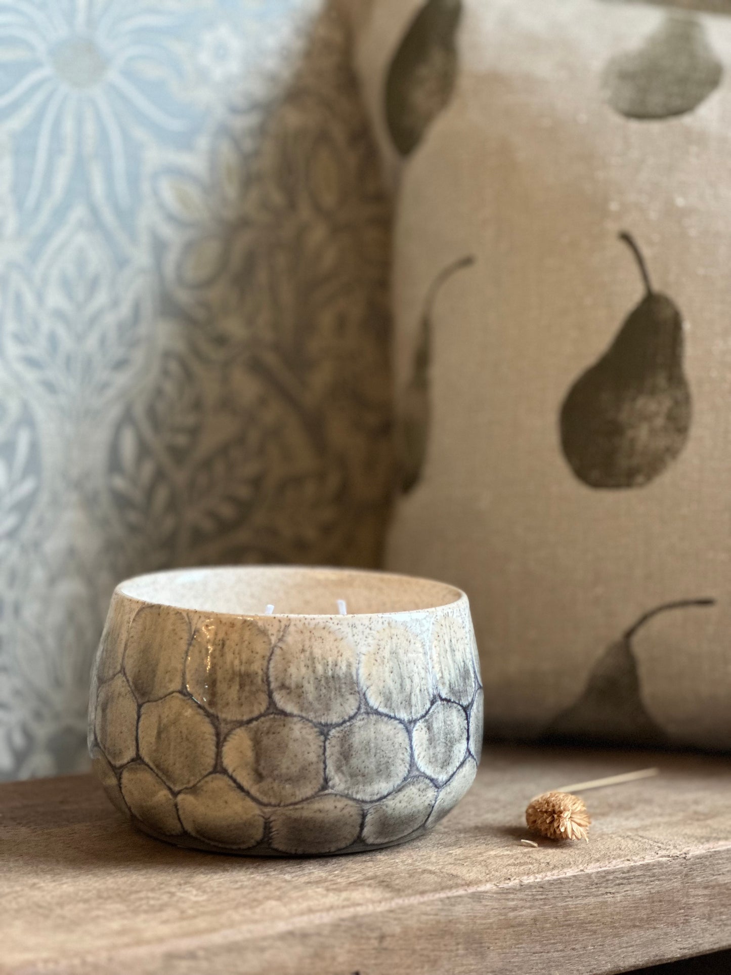 Vanilla Grey Reactive Glaze Ceramic Candle