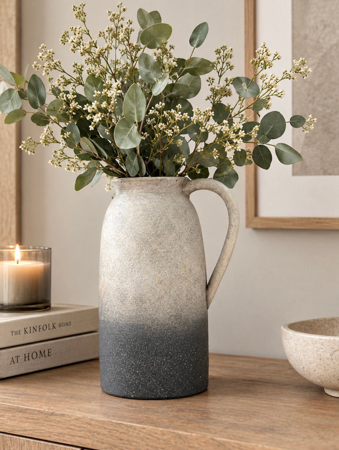 Medium Black and Beige Jug Vase