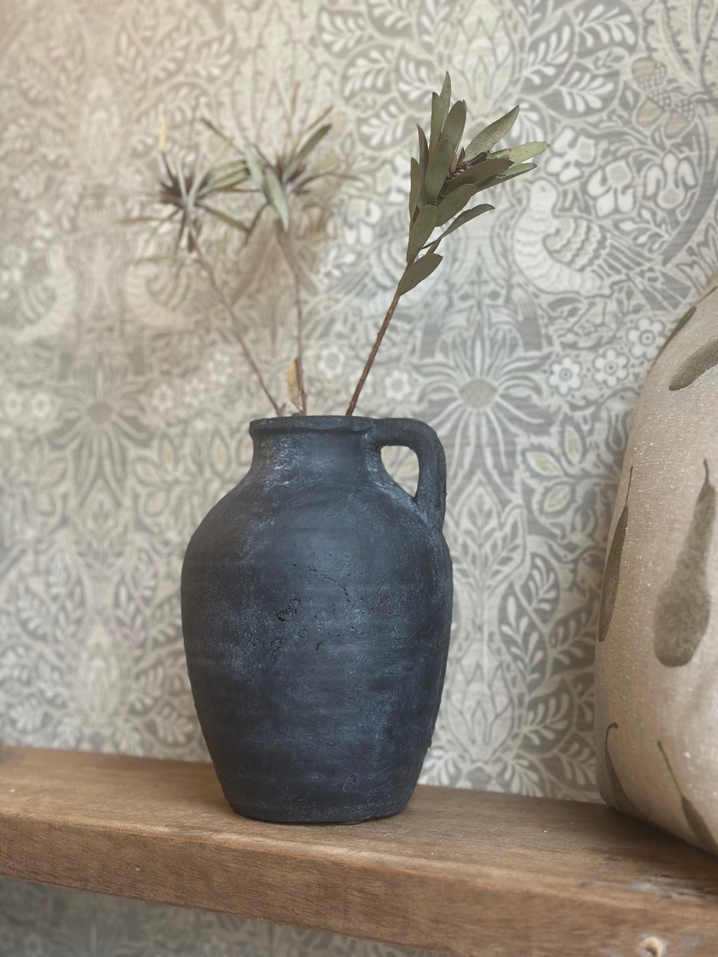 Contemporary Stone Black Pitcher Jug Vase