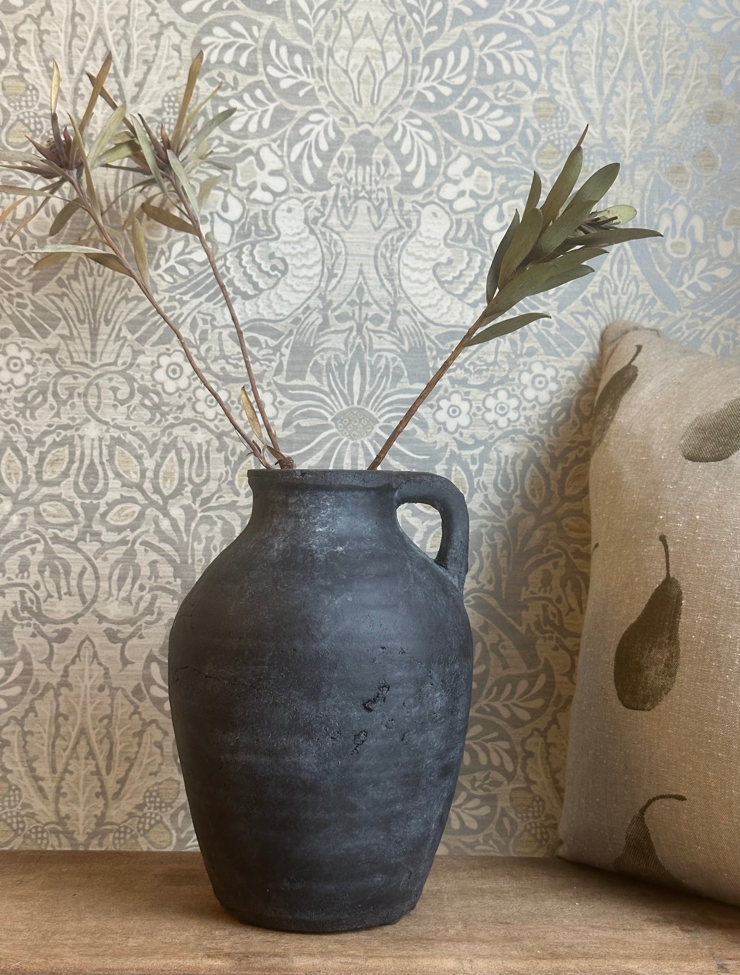 Contemporary Stone Black Pitcher Jug Vase