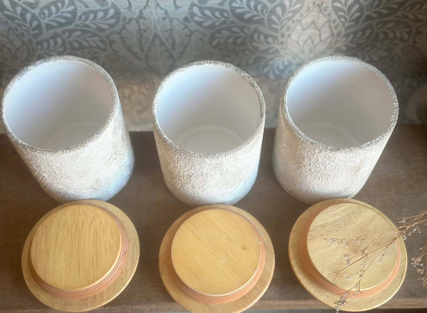 Set of Three Rustic Canisters