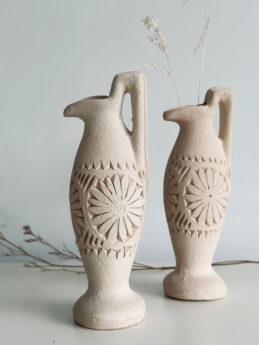 Hand Carved Greek Pottery Vases