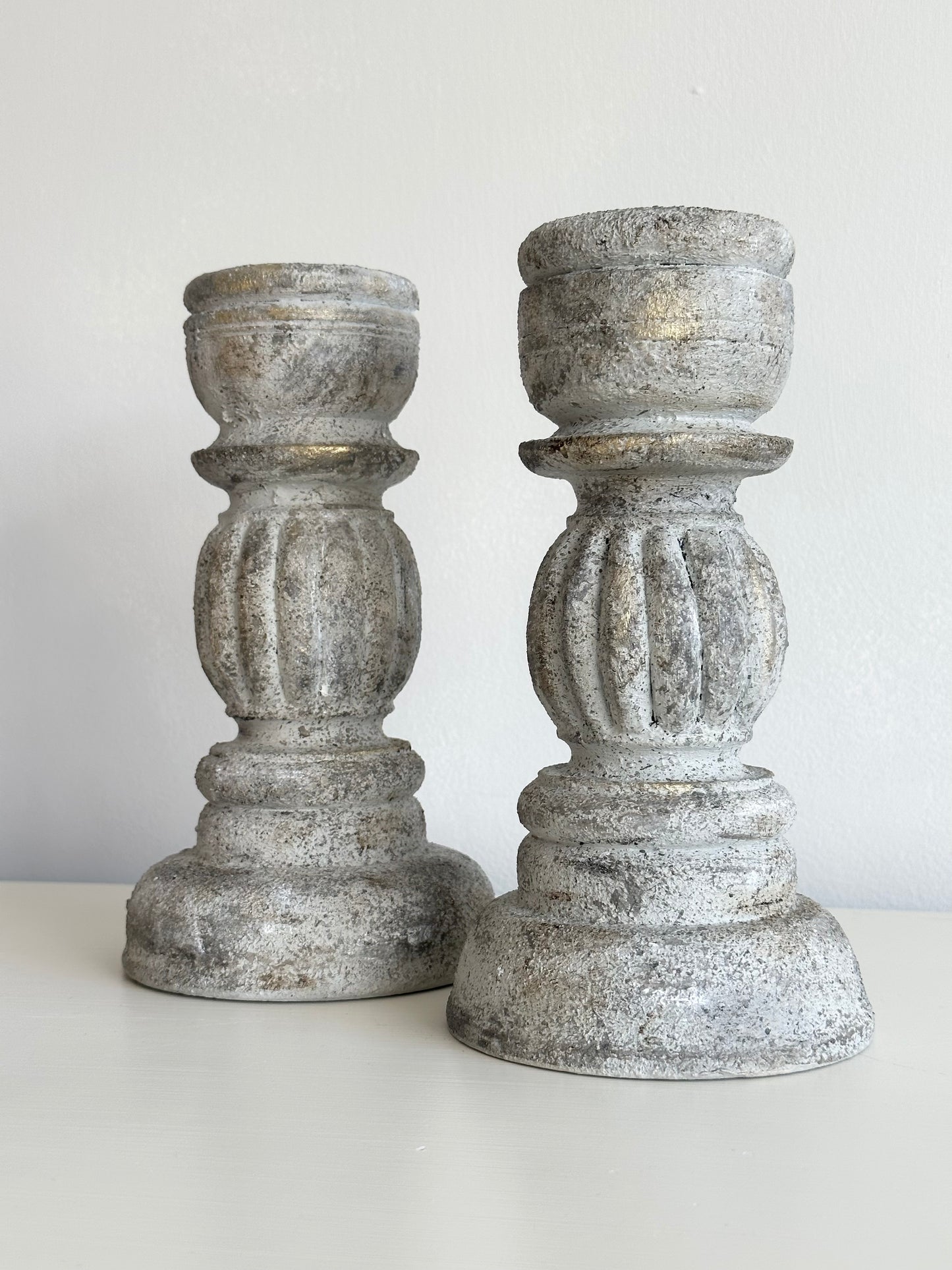 Stunning Vintage Stone Effect Candle Holders