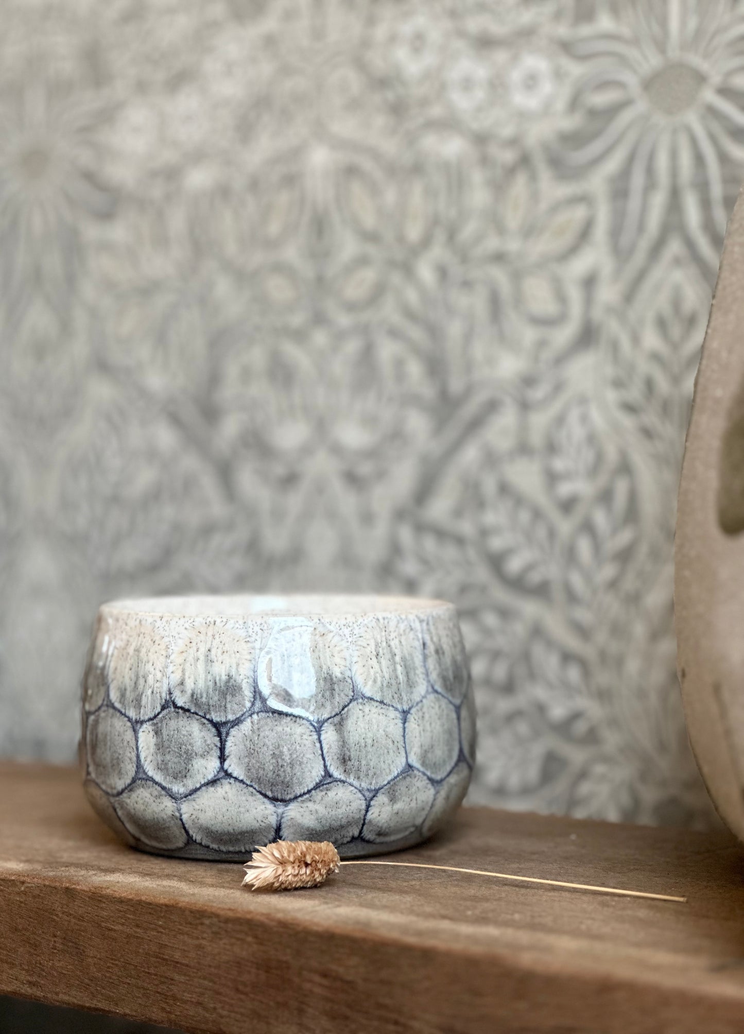 Vanilla Grey Reactive Glaze Ceramic Candle