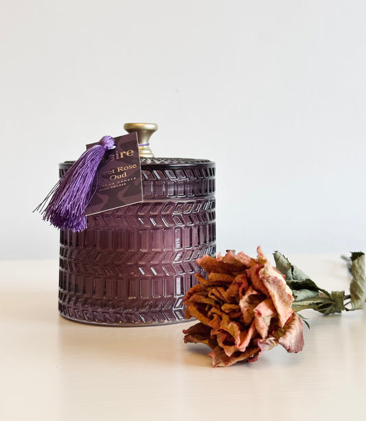 Stunning Velvet Rose and Oud Glass Candle