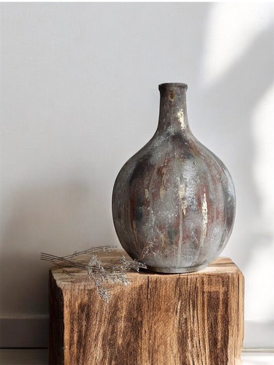 Rustic Gold Patina Terracotta Vase