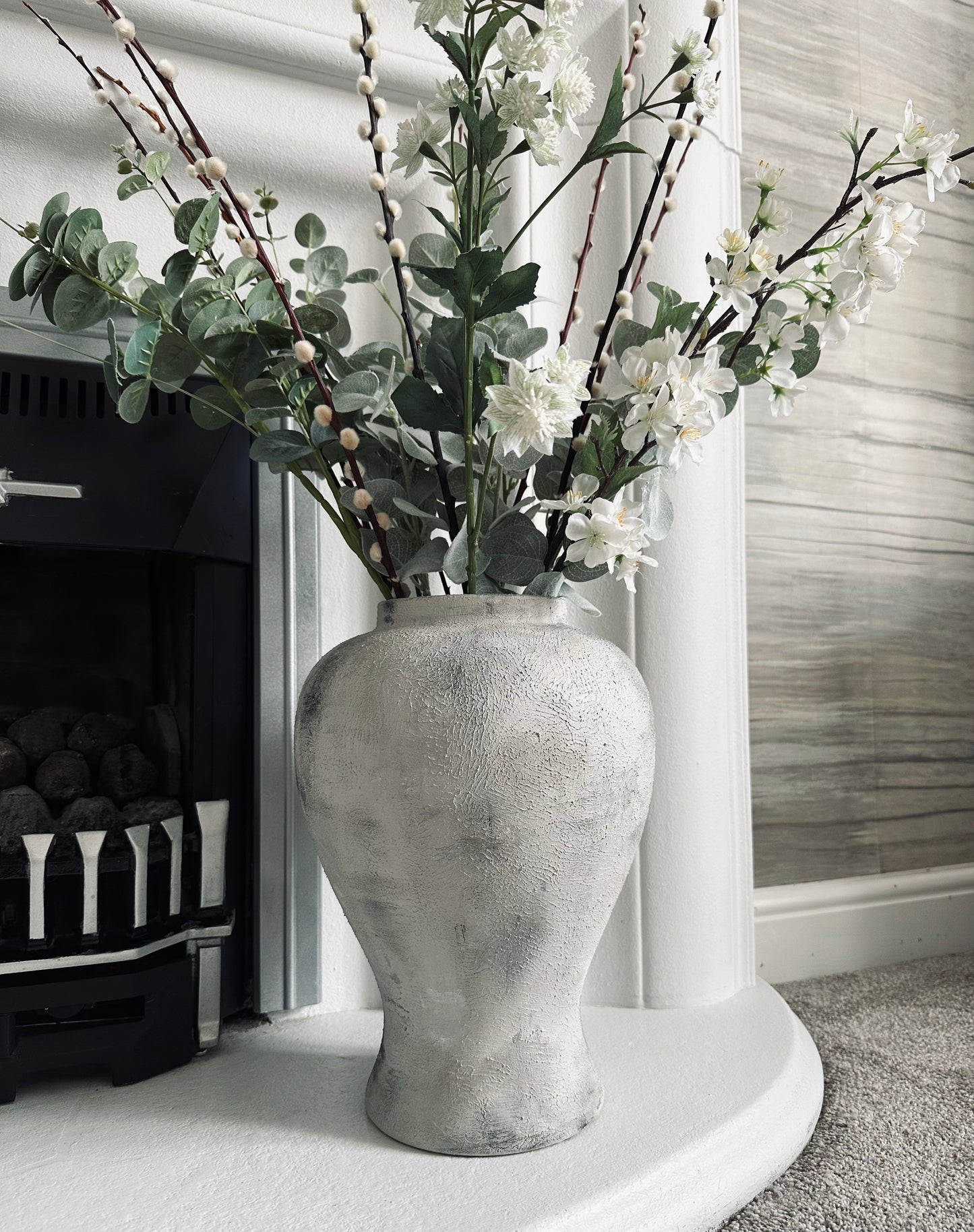 Contemporary Grey Stone effect vase