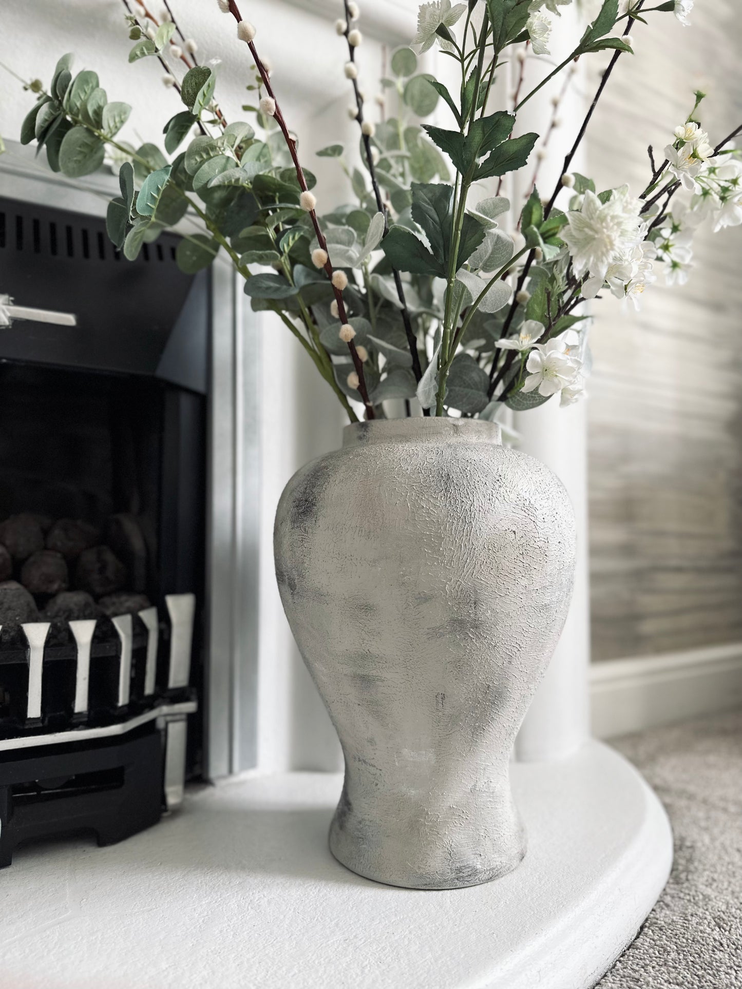 Contemporary Grey Stone effect vase