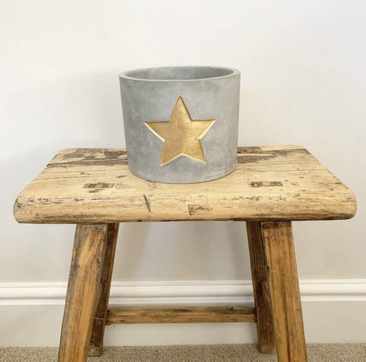 Gold Star Cement Christmas Planter