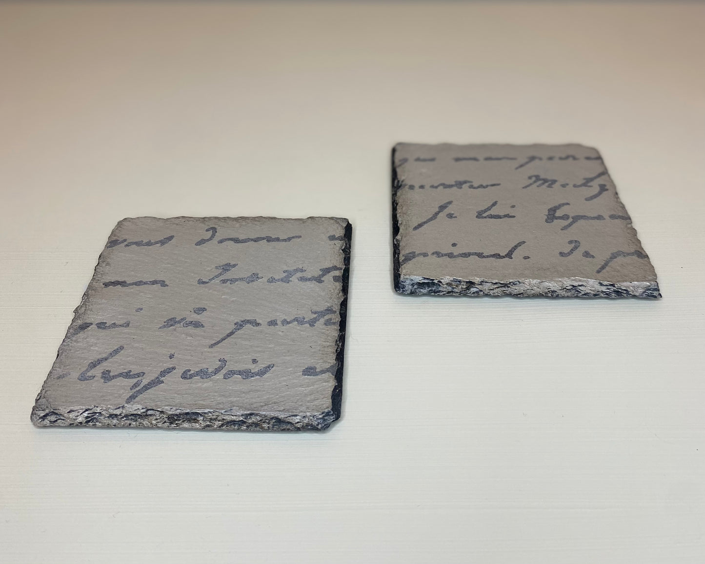 Two French Script Writing Coasters