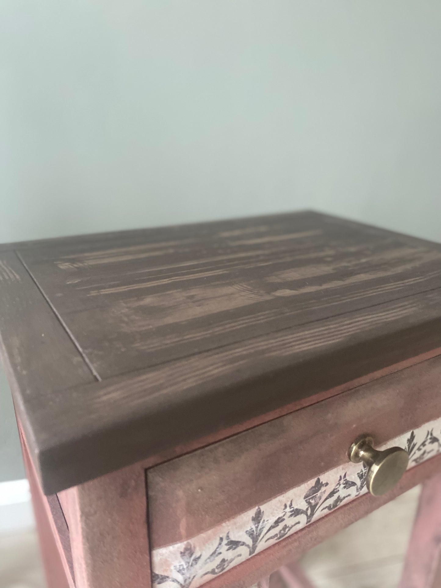 Rustic Rose Hand Painted Side Table