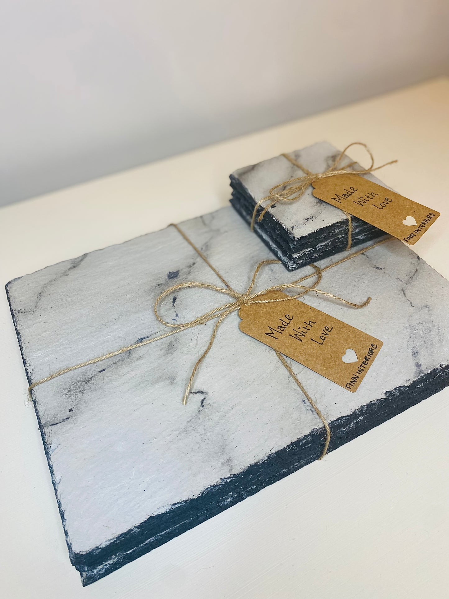 Sets of Marble Design Slate Coasters and Placemats