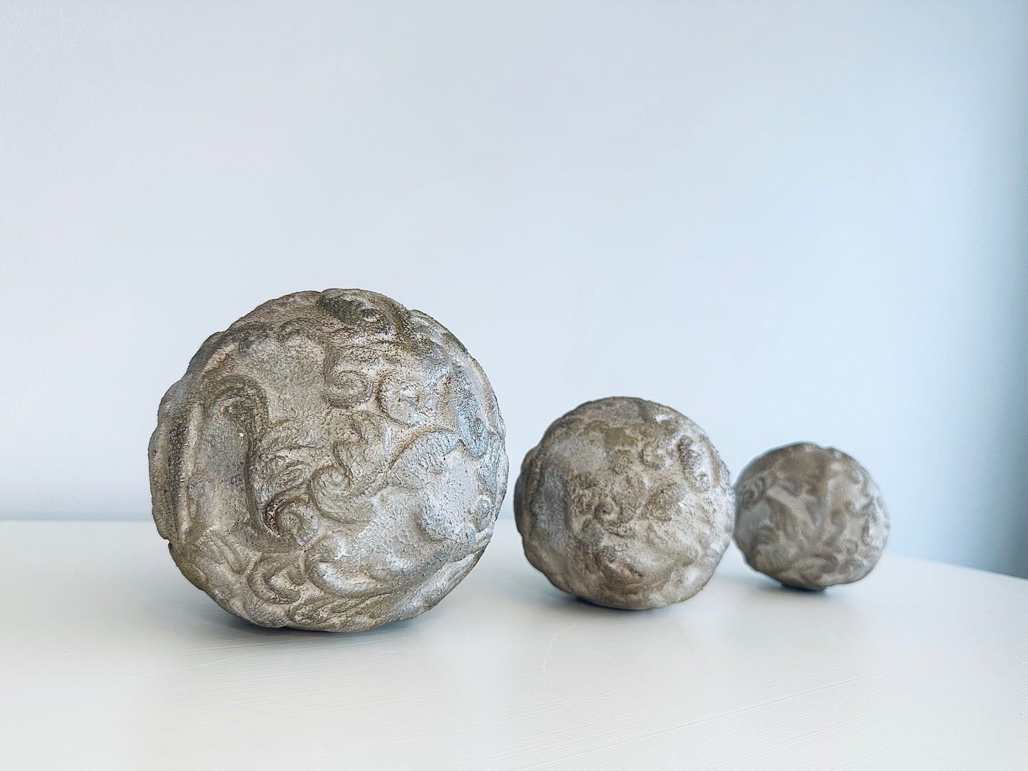 Set of 3 Ornate Rustic spheres