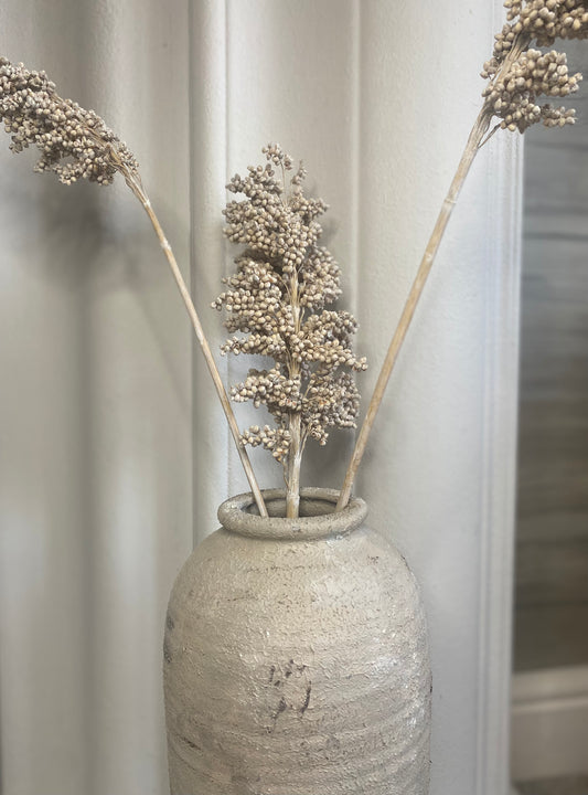 Rustic Ribbed Cream Vase