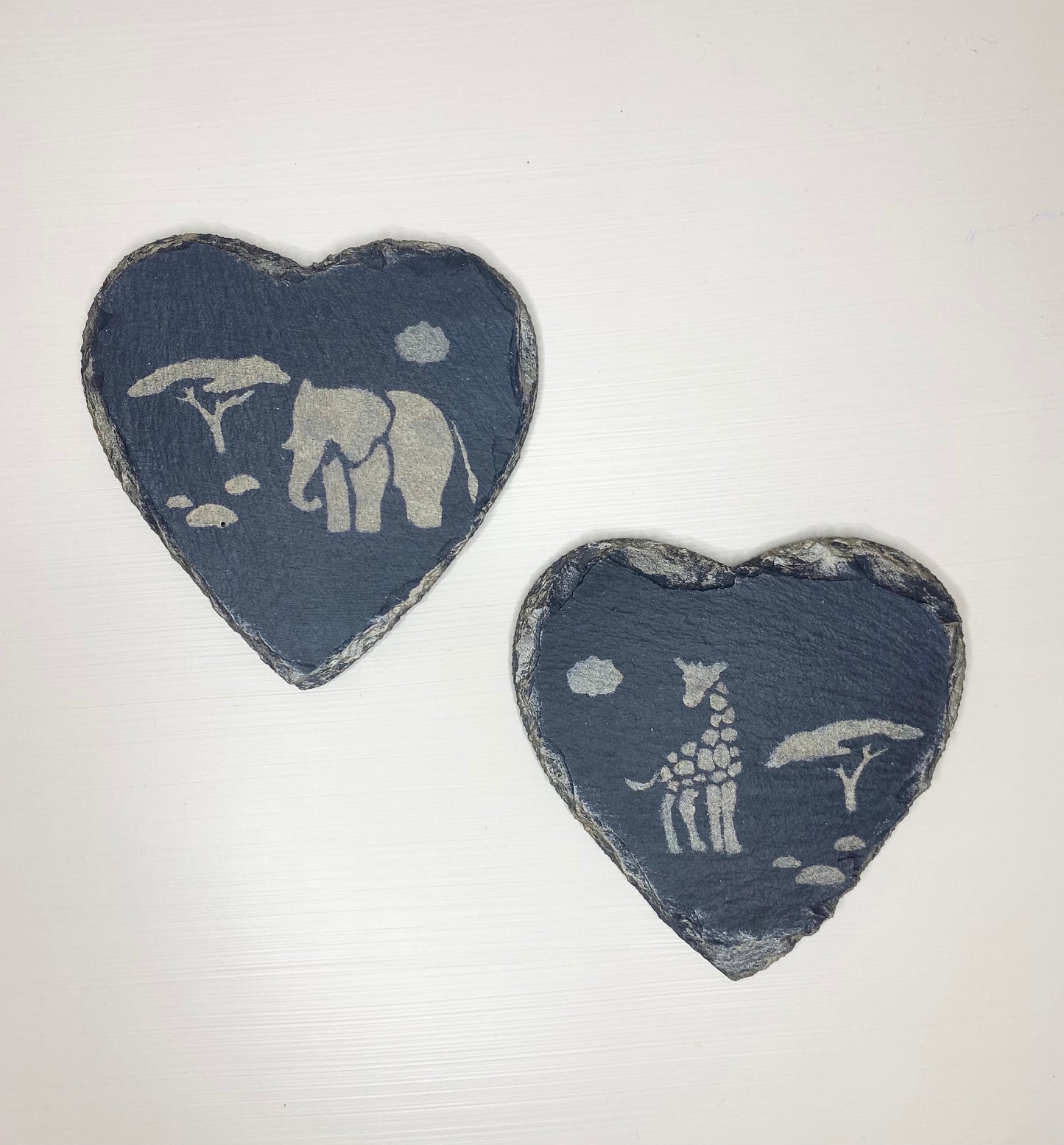 Two Safari Love Heart Coasters