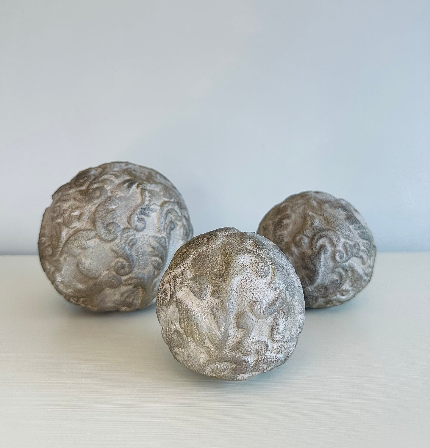 Set of 3 Ornate Rustic spheres