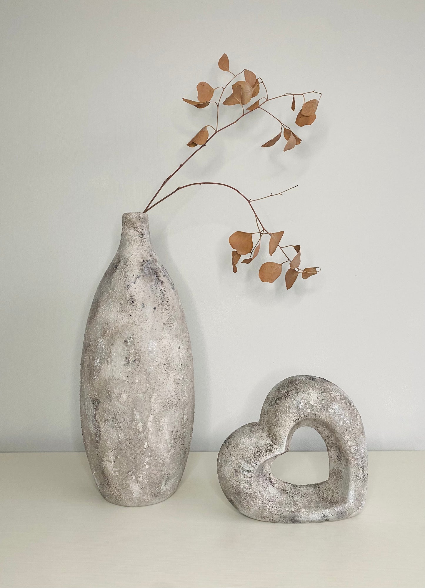 Rustic Beige Vase and Love heart Set