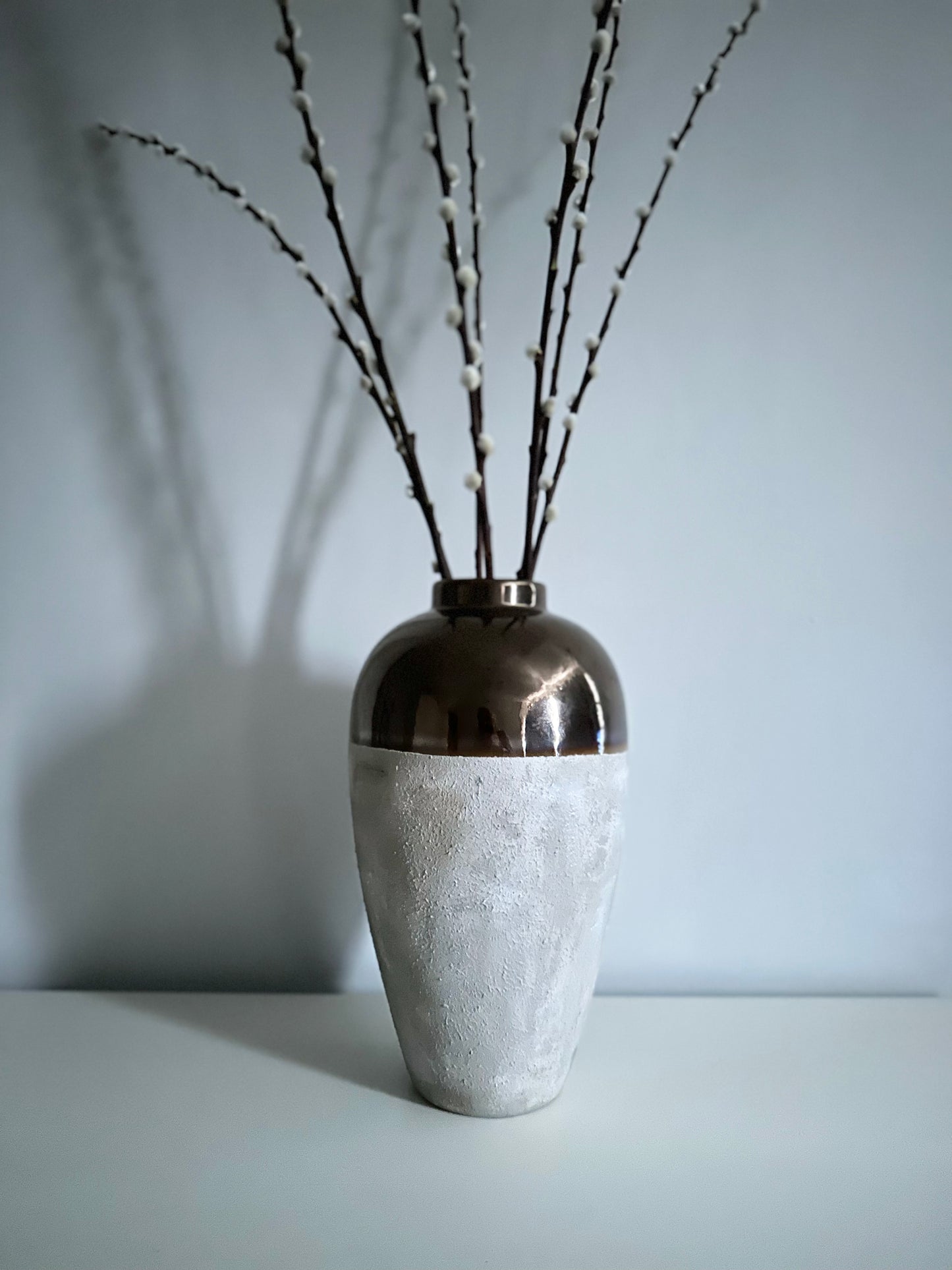 Contemporary Bronze and Beige vase